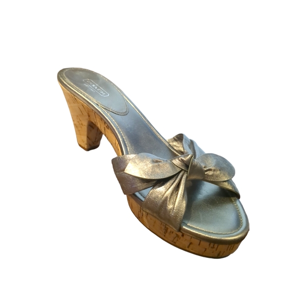 Coach Luxury Silver Slides Platform Sandals Size 10. - Picture 6 of 16